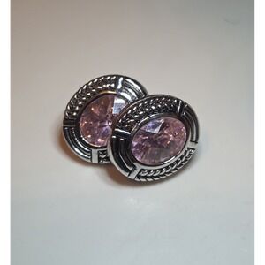 Vintage Sterling‎ Silver Pink Topaz Robert Seemann Signed 925 Post Earrings